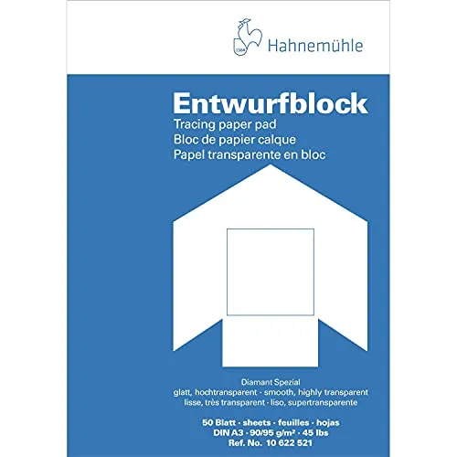 Hahnemühle 10622521 carta trasparente blocchi, Schizzo blocchi carta trasparente block A3 90/95 G/MQ