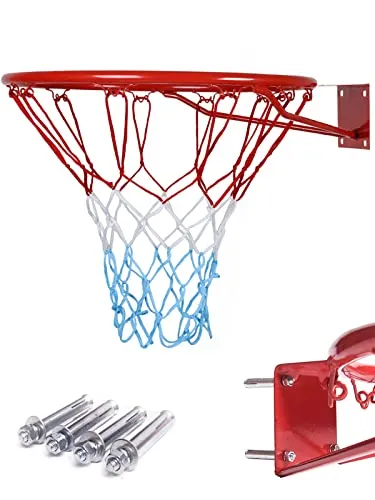 KIMET HangRing Canestro da basket con anello e rete, qualità e sicurezza testate, dimensioni: ø 45 cm e 37 cm (a scelta), KIMET 37, 37