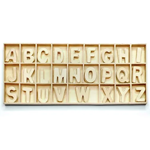 Pares Lettere in legno colore naturale – 130 lettere – legno – lettere decorative – nome legno – legno – artigianato – alfabeto per bambini – set di lettere – s