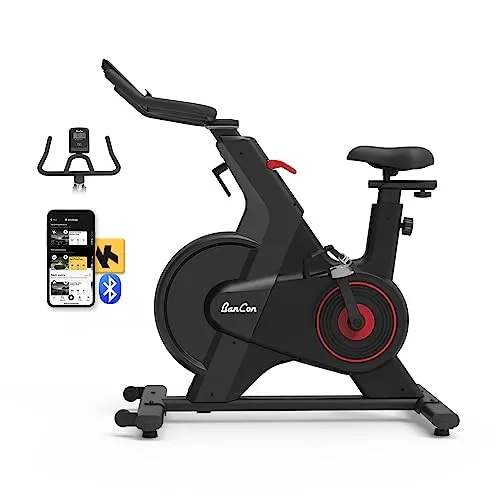 BANCON Zwift - Bici da ginnastica a resistenza magnetica, per ciclisti interni, con guida a cinghia silenziosa Bluetooth, volano nascosto, colore: nero