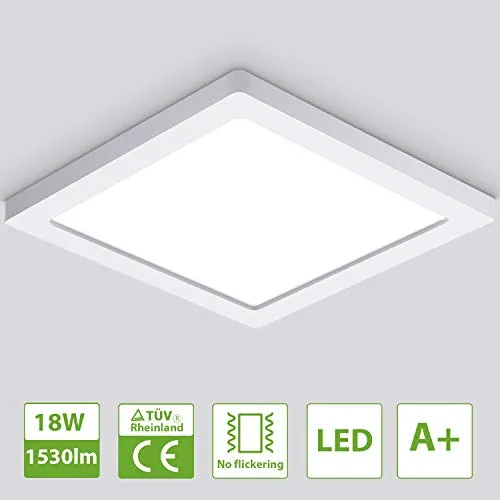 Oeegoo 18W LED Plafoniera a soffitto, 1530lm Plafoniera led sottile per soggiorno Sala da pranzo Camera da letto Bagno Cucina Balcone Corridoio, 4000K