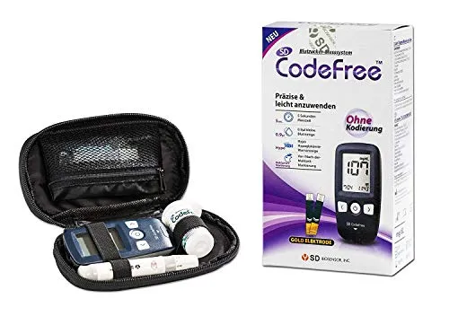1 x SD Codefree Glucometro / Monitor Di Glucosio Nel Sangue - Kit Completo (mg/dl) -Sì Ho Il Diabete