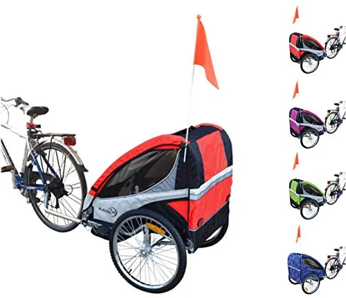 PAPILIOSHOP EAGLE Rimorchio carrello per il trasporto di 1 o 2 bambini in bici (Rosso)