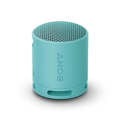 Sony SRS-XB100 - Speaker Wireless Bluetooth, Portatile, Leggero, Compatto, da Esterno, IP67 Resistente Acqua e Polvere, Batteria da 16 ore, Cinturino Versatile, Chiamate in Vivavoce - Blu