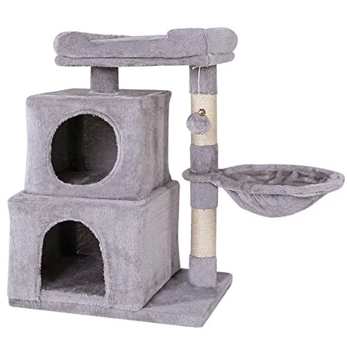 lionto Tiragraffi per Gatto Albero Tiragraffi Gatto Gioco Giocattolo Gatti Altezza 70 cm, Grigio Chiaro