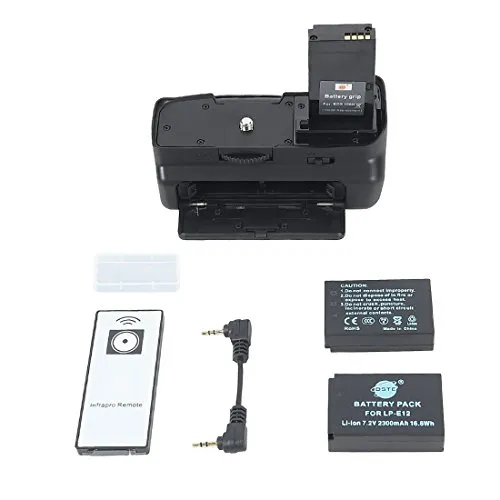 DSTE 100D Battery Grip for Canon EOS 100D Digital SLR Camera + Remote + 2pcs LP-E12 Rechargeable Li-ion Battery