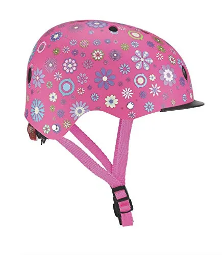 Globber - KIDS HELMET XS / S - Casco di sicurezza con stampa per bambini e ragazzi , Rosa intenso - Fiori