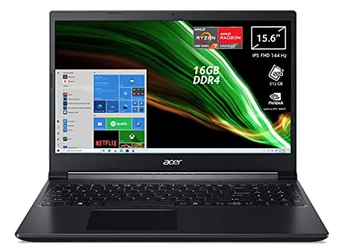 Acer Aspire 7 A715-42G-R2VB PC Gaming Portatile, Processore AMD Ryzen 7 5700U, RAM 16 GB DDR4, 512 GB PCIe NVMe SSD, Display 15.6" FHD IPS 144 Hz LCD, NVIDIA GeForce RTX 3050Ti 4 GB, Windows 10 Home