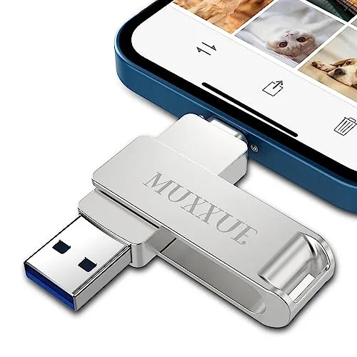 MUXXUE Chiavetta USB 256GB per iPhone, 3 in 1 Memoria Esterna iPhone,Chiavetta USB iPhone, iPad, USB C, telefono Android, PC, Tablet, Computer