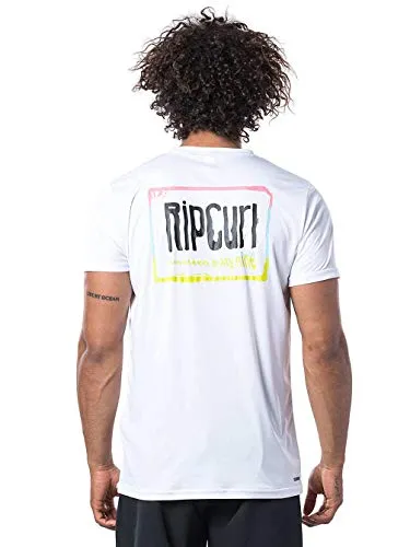 Rip Curl - Maglietta da uomo con protezione UV, maniche corte, resistente al cloro, elasticizzata, Spring 20, colore bianco, L