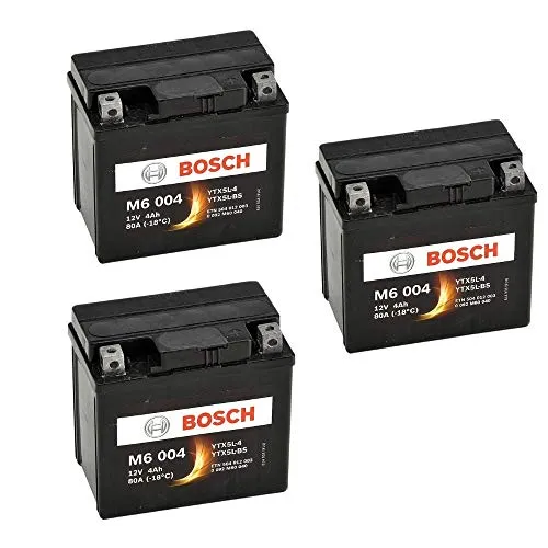 BOSCH Batteria per Moto serie M6 004 4Ah 80A Confezioni 3 Pezzi