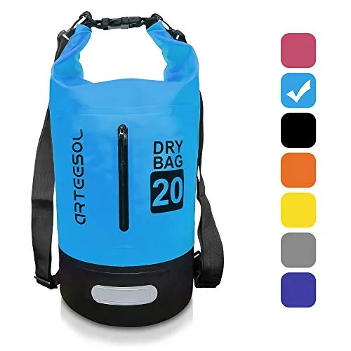 BKSTONE Borsa Impermeabile, 100% Impermeabile Dry Bag con Tracolla Regolabile, per attività all'Aperto e Sport d'Acqua Nave, Trekking, Kayak,Canoa,Pesca,Rafting, Nuoto,Sci -10L / 20L (Cielo Blu, 10L)