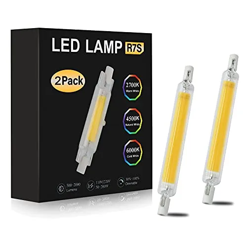Lampadina Dimmerabile R7S LED 118mm, Lampadine LED R7S 20W, asta alogena sostitutiva 160W, proiettore a filamento COB R7S, lampada LED R7S, luce AC 220V a 360 gradi, bianco caldo, confezione da 2