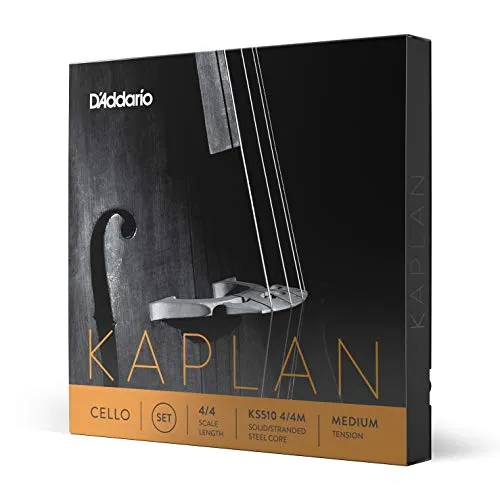 D'Addario KS510-4/4M Kaplan - Muta di corde per violoncello 4/4, con anima in acciaio, tensione: Medium