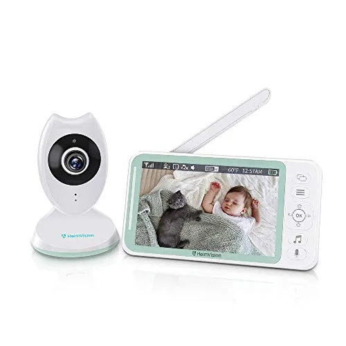 Baby Monitor con LCD HD Schermo da 4.3 Pollici, Videocamera con Sensore di Temperatura e VOX, Telecamera Neonato con Audio Bidirezionale, Visione Notturna, 8 Ninnananne