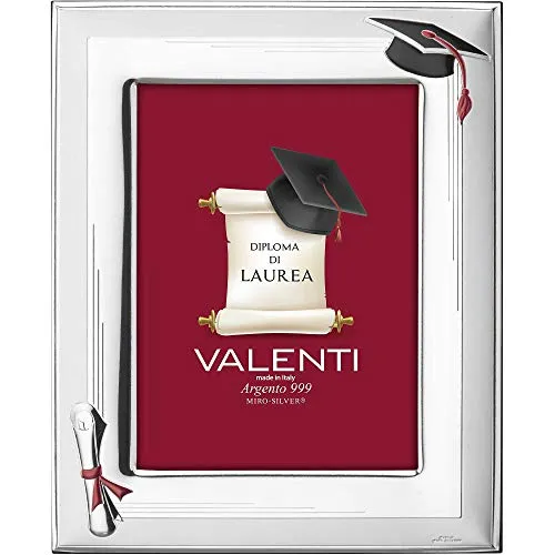 Valenti Argenti Cornice Portafoto Laurea con Cappello e Pergamena cm 13 x 18