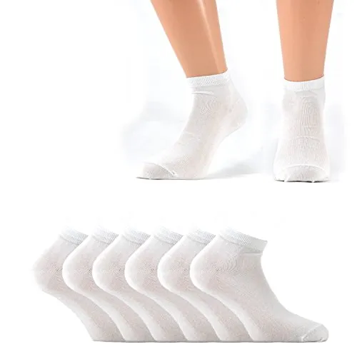 6 paia di mini calze caviglia in filo di scozia elasticizzato, bianco 41/43