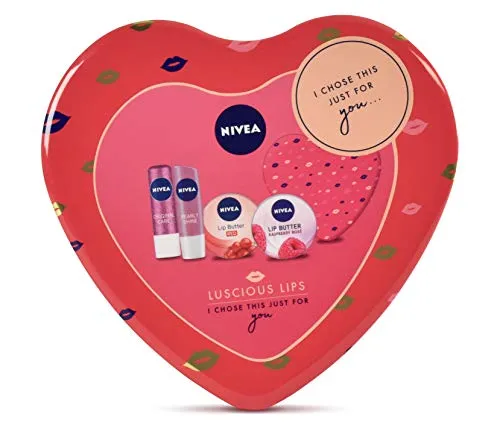 Nivea Luscious Lips Set regalo per la cura delle labbra, per lei, 4 pezzi