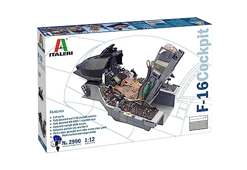 Italeri-2990 F-16 Cockpit Scala 1:12, Model Kit, Modello in Plastica da Montare, Modellismo, IT2990