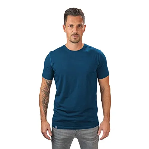 Alpin Loacker Merino T-Shirt Uomo - La Maglietta a Manica Corta in Lana Merino, Maglia Termico Uomo,Blu M