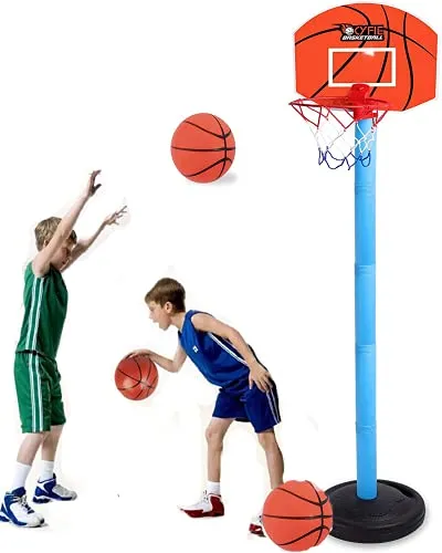 CYFIE Canestro da Basket Stabile e Regolabile in Altezza con Palla e Pompa Adatto per Bambini e Ragazzi,78 cm a 130 cm