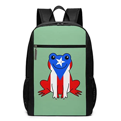 Puerto Rico Frog Unisex Multiuso Borsa a Tracolla Zaini Scuola Libreria Casual Daypack Laptop Bag 17in Rana Porto Rico Puerto Rico Frog