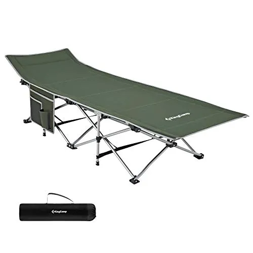 KingCamp Brandina Campeggio Lettino Pieghevole Campeggio Letto Portatile Leggero per Alpinismo Pesca Giardino Campeggio Ufficio Grande Aperta Istantanea 190 * 67 * 38-48cm 5.7kg Capace 120kg Verde