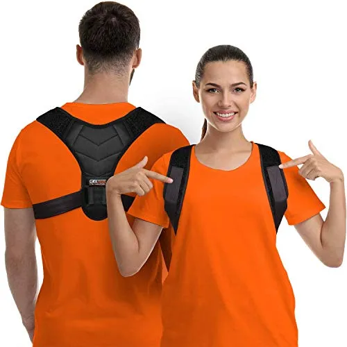 Gearari - Correttore per uomini e donne, supporto per clavicola, raddrizzatore posteriore regolabile e sollievo dal dolore da collo, schiena e spalle, (universale) (normale) (normale) nero 2
