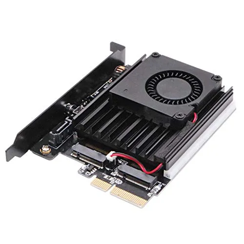 EZDIY-FAB Doppio Adattatore M.2 per SSD SATA e PCIE NVMe con Dissipatore di Calore 5V ARGB e Ventola di Raffreddamento,Supporto NGFF PCIe SSD PCIe (Chiave M),SSD SATA M2 (Chiave B&M)