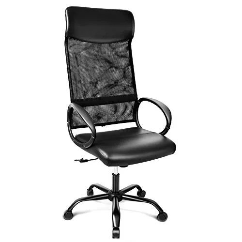 INTEY - Sedia da Ufficio con Schienale Alto, ergonomica, Traspirante, per Office Chair, con Funzione Dondolo Fino a 20°, in Pelle e Rete, Portata Fino a 115 kg