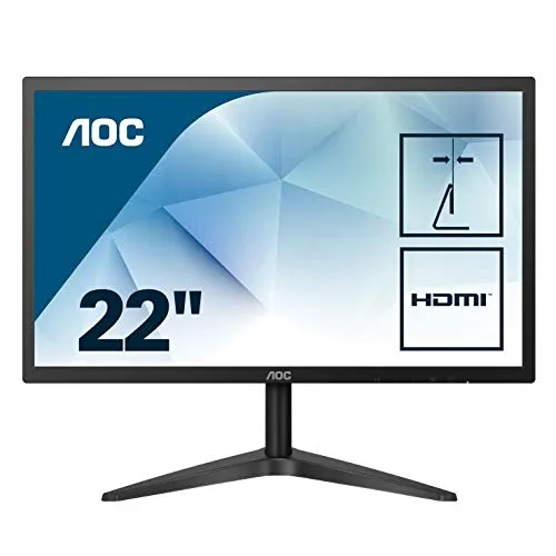 AOC 22B1HS Monitor LED da 21.5", Pannello IPS, FHD, 1920 x 1080, VGA, Hdmi, Nero