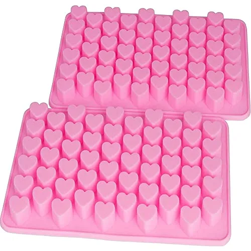 Voyago - Stampo per cubetti di ghiaccio in silicone, 55 cubetti di ghiaccio a forma di cuore, 2 pezzi