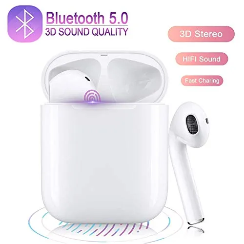 JTDOZ Cuffie Senza Fili Bluetooth 5.0, Auricolari Touch con Microfono, Associazione Pop-up Automatica, Cuffie Stereo per iPhone/Android/Apple AirPods PRO