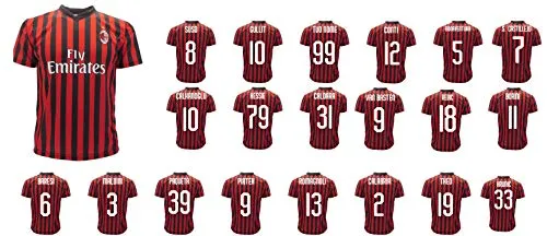 Maglia Milan Ufficiale Rosa Giocatori 2019 2020 AC Milan Adulto Bambino Nome e Numero (M Adulto)