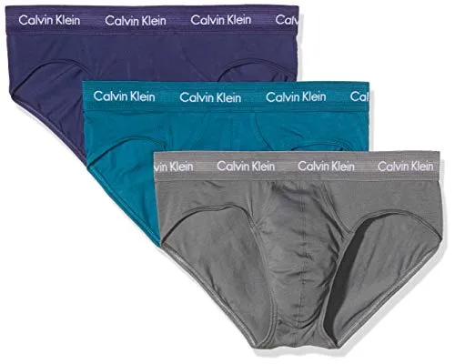 Calvin Klein Hip Brief 3pk Boxer Uomo, Confezione da 3, Blu (ASTRAL AURA/ CORSAIR/ GREY SMOKE SLZ), Medium