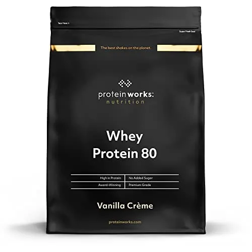 THE PROTEIN WORKS Proteine Whey 80 (Concentrate) In Polvere | 82% Di Proteine | Frullato Proteico Povero Di Zuccheri | Crema alla Vaniglia | 2kg