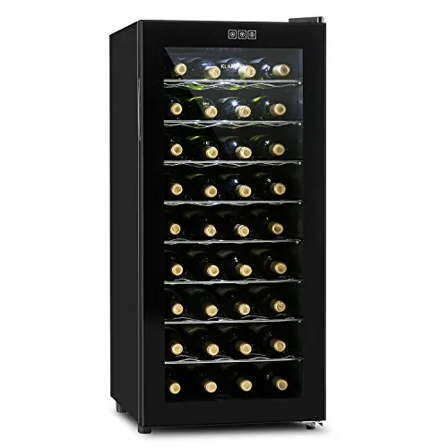 Klarstein Vivo Vino Cantinetta Frigorifero per Vino termoelettrico (46 x 101 x 51 cm, 36 Bottiglie, 118 Litri, illuminazione interna, porta di vetro doppia isolata, 8 ripiani rimovibili)