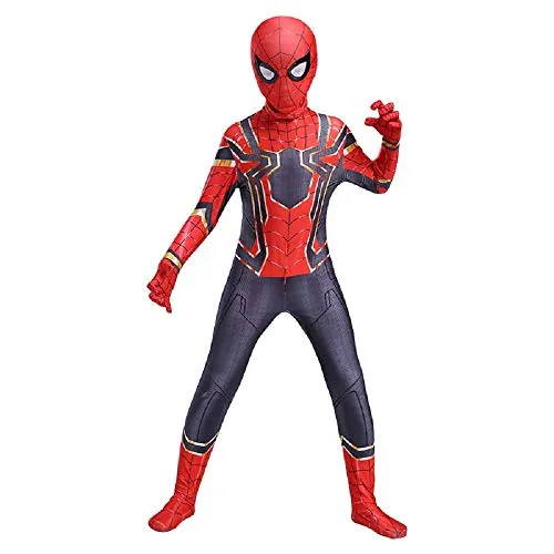 Diudiul Luxury Kids Supereroe Spiderman Costumi per Bambini Party Cosplay Costumi (L(130-140cm), Rot Nero)