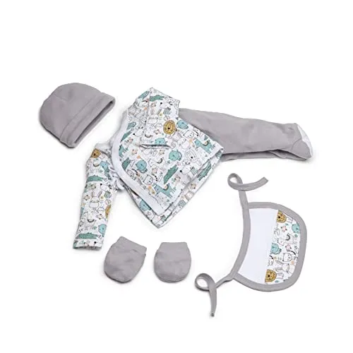 Interbaby Set Regalo 5 Pezzi Per Neonati - Piccoli Animali In Grigio. - 340 g