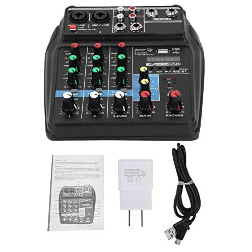 Mixer audio, mixer stereo multiuso da 100~240 V, DJ a 4 canali per la produzione di musica domestica(American plug)