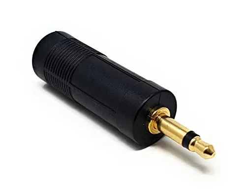 MainCore, adattatore/convertitore da presa jack mono da 6,35 mm (1/4) a jack mono da 3,5 mm, per amplificatori per chitarra e sistemi Hi-Fi, placcato in oro