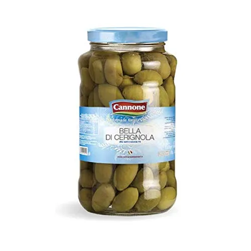 CANNONE Olive Bella di Cerignola Giganti 7/9 Verdi in Salamoia - Vaso da 3100 ml 1800gr sgocciolato
