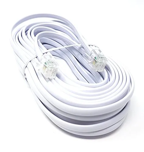 Maincore - Cavo ADSL ad alta velocità bianco piatto per modem, cavo da RJ11 a RJ11 (disponibile in 1 m, 2 m, 3 m, 5 m, 10 m, 15 m, 20 m, 30 m) 10 m white