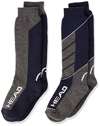 Head Ski V-Shape Kneehigh 2p Sport, Grigio (Blue/Grey mélange 277), Unica (Taglia Produttore: 031) (Pacco da 2) Bambino