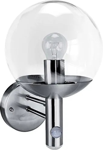 Smartwares Elro Edelstahl LED-Außenleuchte mit 6m/140° Bewegungsmelder, Lichtsensor, IP44. RVS46LA SW RVS46LA-Luce per Esterni, in Acciaio Inox, con sensore di Movimento E27, 60 W, Cromo