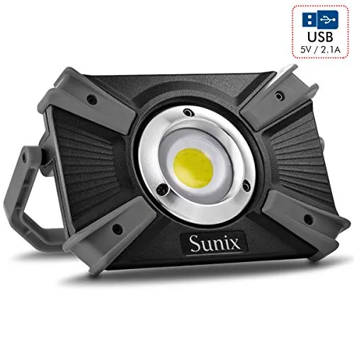 Sunix Proiettore Portatile Luce LED 30W, 1000LM Faro Luce LED, 4 modalità, con Luce Rossa, Impermeabile IP64, batterie Ricaricabili Integrate (Compresa Batteria 2 x 18650)