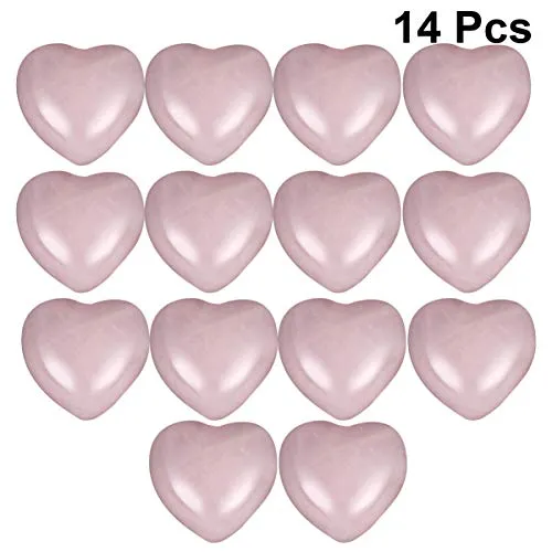 VOSAREA 14Pcs Pietre di Cristallo a Forma di Cuore Pietre di Quarzo Rosa Naturale Chakra Mini Abbellimento Cuore per Gioielli Fai da Te Fai da Te Decorazione della Casa di Nozze 15Mm