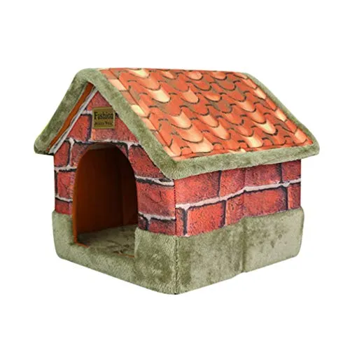 JEELINBORE Vintage Portatile Pieghevole Casa per Animale Cuccia a Casetta Letto Igloo per Gatto Cane (Verde Grigio, 40 * 40 * 45cm)