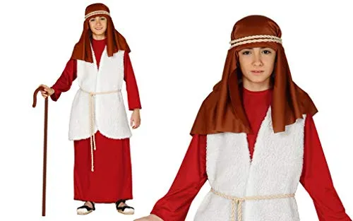 GUIRMA Costume pastorello Rosso Bambino San Giuseppe recita Presepe Vivente