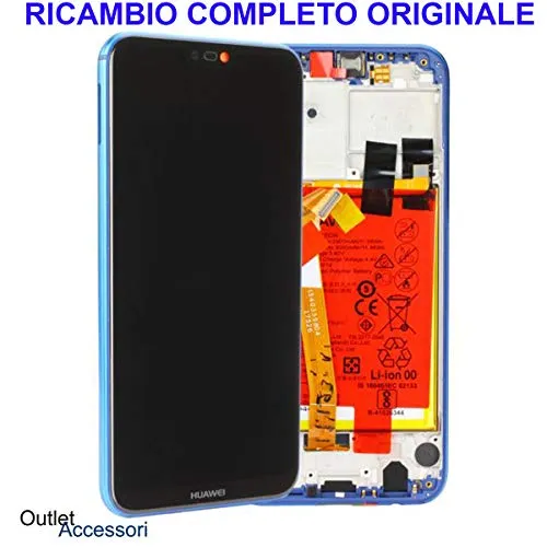 outletaccessori.it Display Schermo LCD Touch ORIGINALE Huawei P20 Lite BLU Ricambio Batteria Vetro Flat Sensore Scocca Telaio ANE-L21 LX1 02351VUV